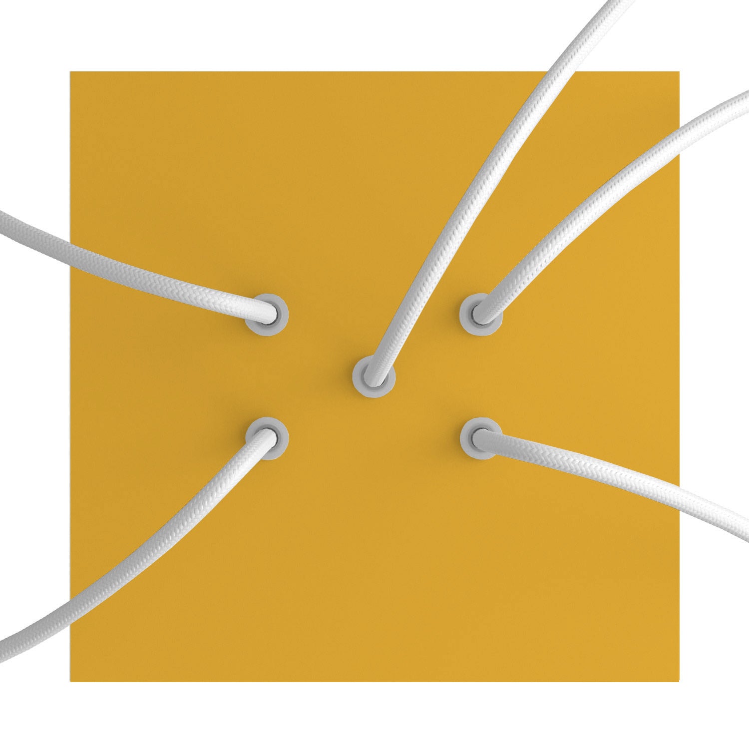 Rosone Rose - One quadrato, 200 mm con 5 fori e 4 fori laterali - Mostarda - Creative Cables