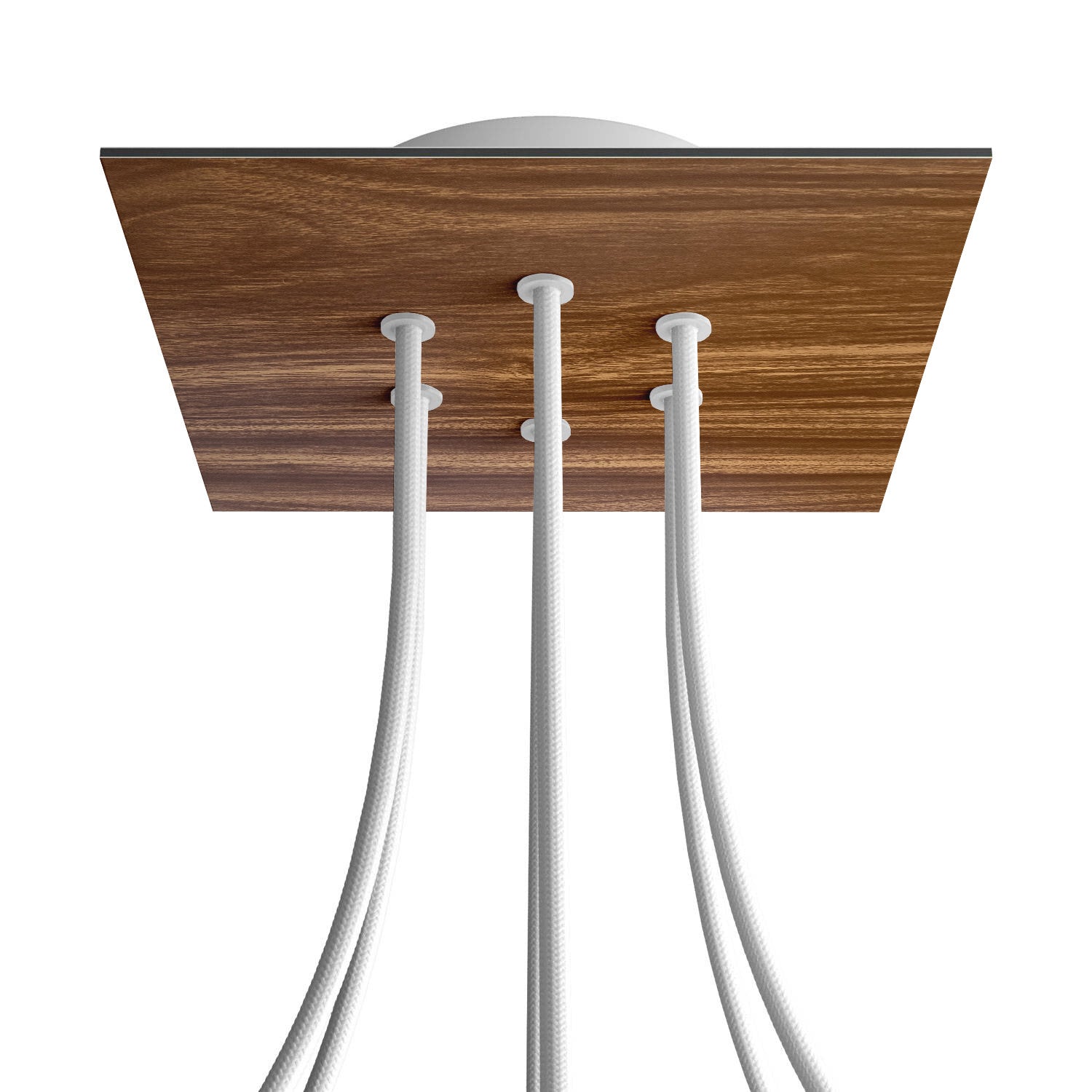 Rosone Rose - One quadrato, 200 mm con 6 fori e 4 fori laterali - Legno - Creative Cables