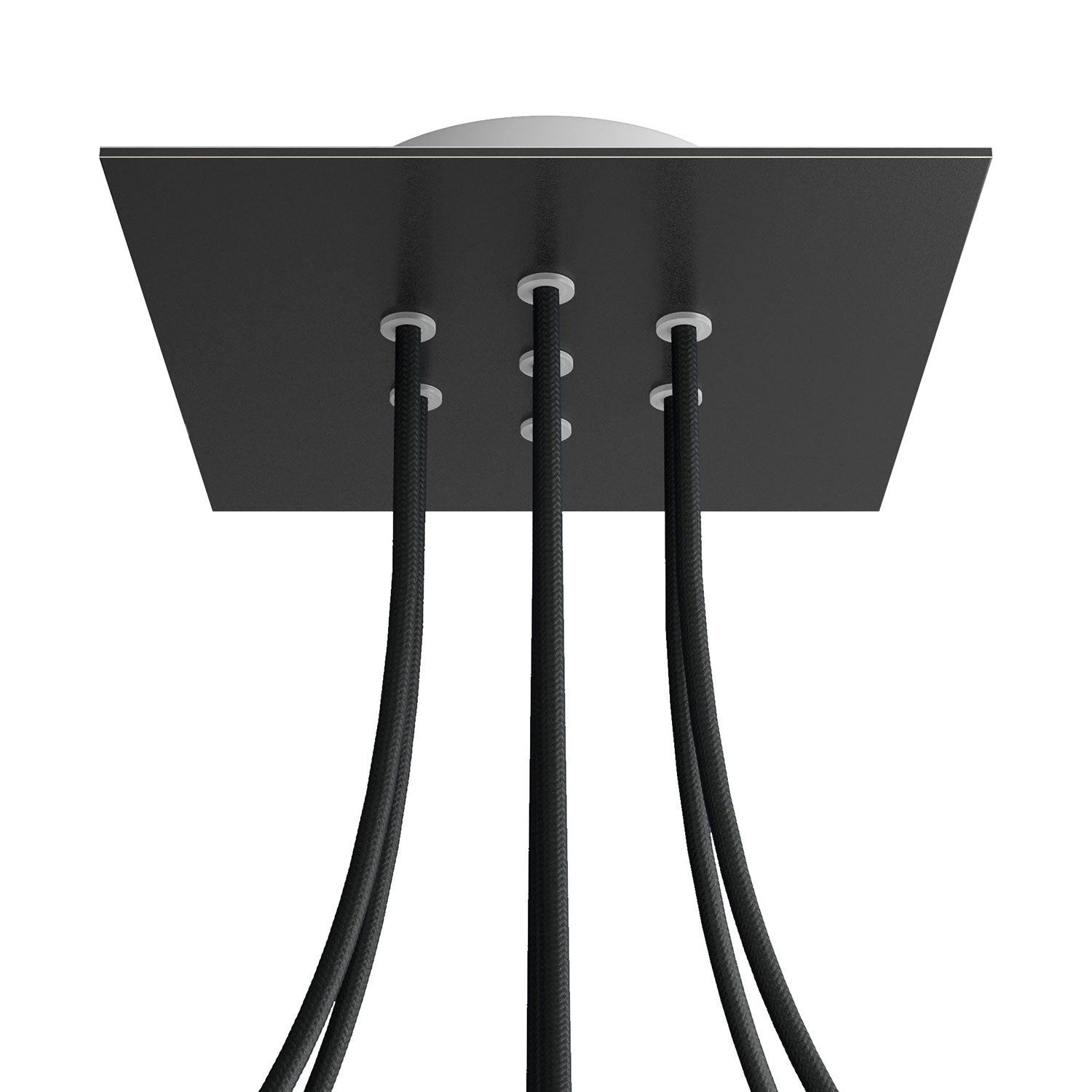 Rosone Rose-One quadrato, 200 mm con 7 fori e 4 fori laterali - Nero opaco Bianco