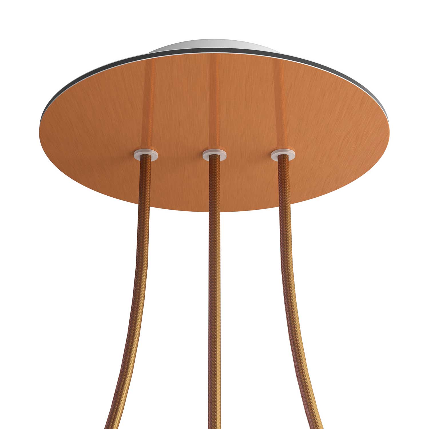 Rosone Rose-One rotondo, diametro 200 mm con 3 fori in linea e 4 fori laterali - Dibond Rame satinato Bianco