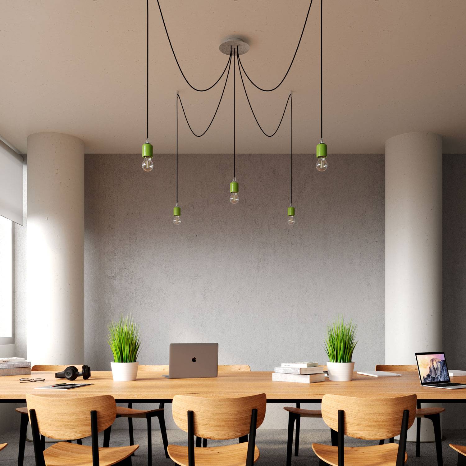 Rosone Rose-One rotondo, diametro 200 mm con 5 fori e 4 fori laterali - Dibond Rame satinato Bianco