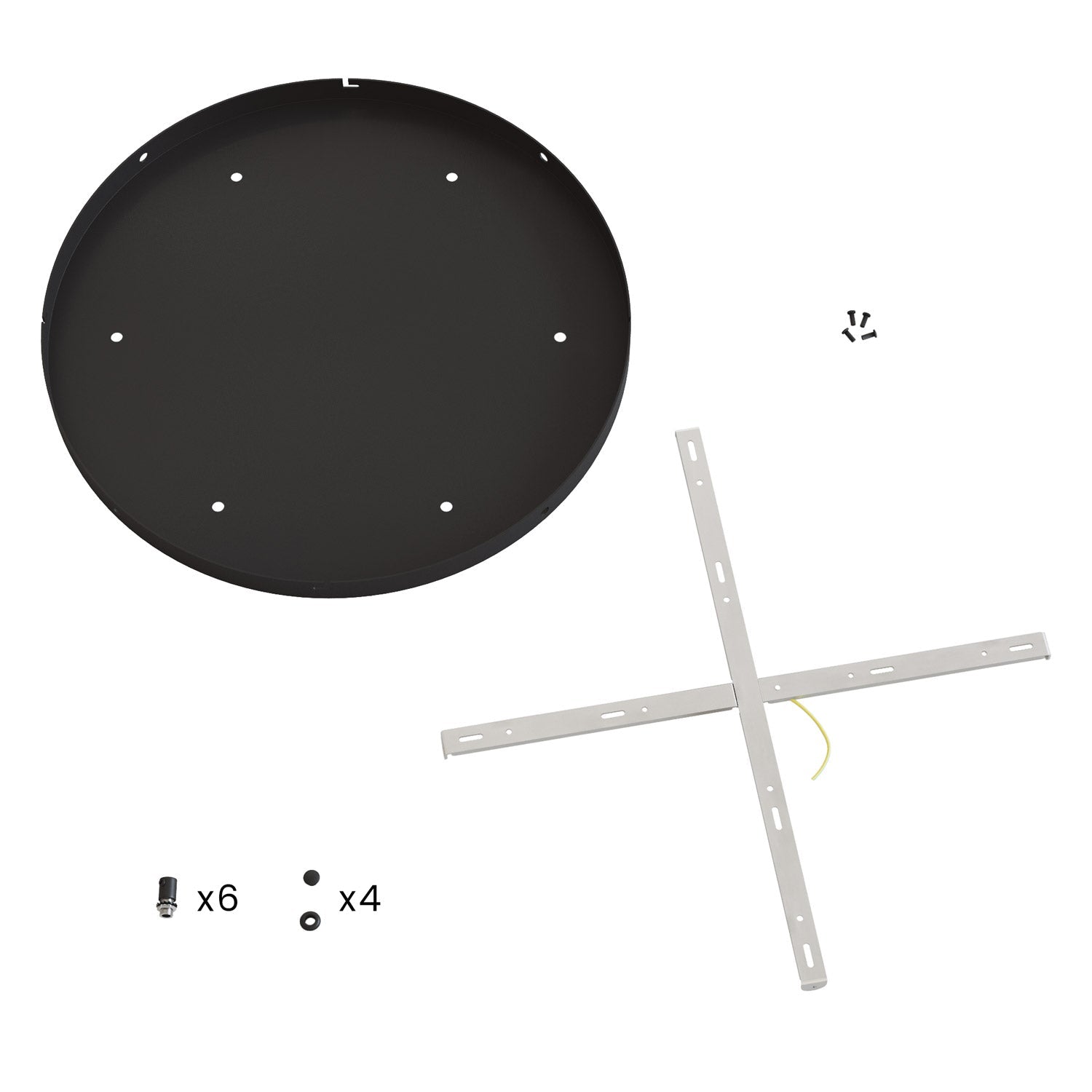 Rosone rotondo in alluminio Ø 50 cm con staffa e cavo di messa a terra, con 6 fori frontali - Nero 4