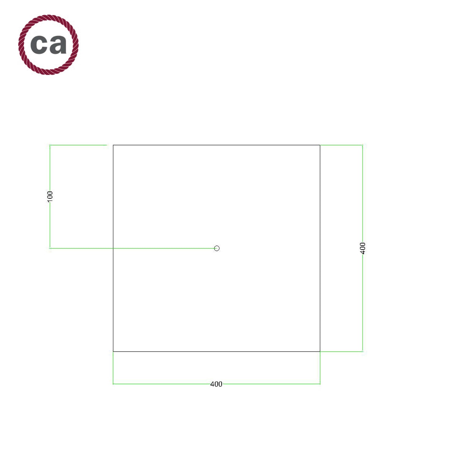 Rosone XXL Rose-One quadrato, 400 mm con 1 foro e 4 fori laterali - Dibond Rame satinato Bianco