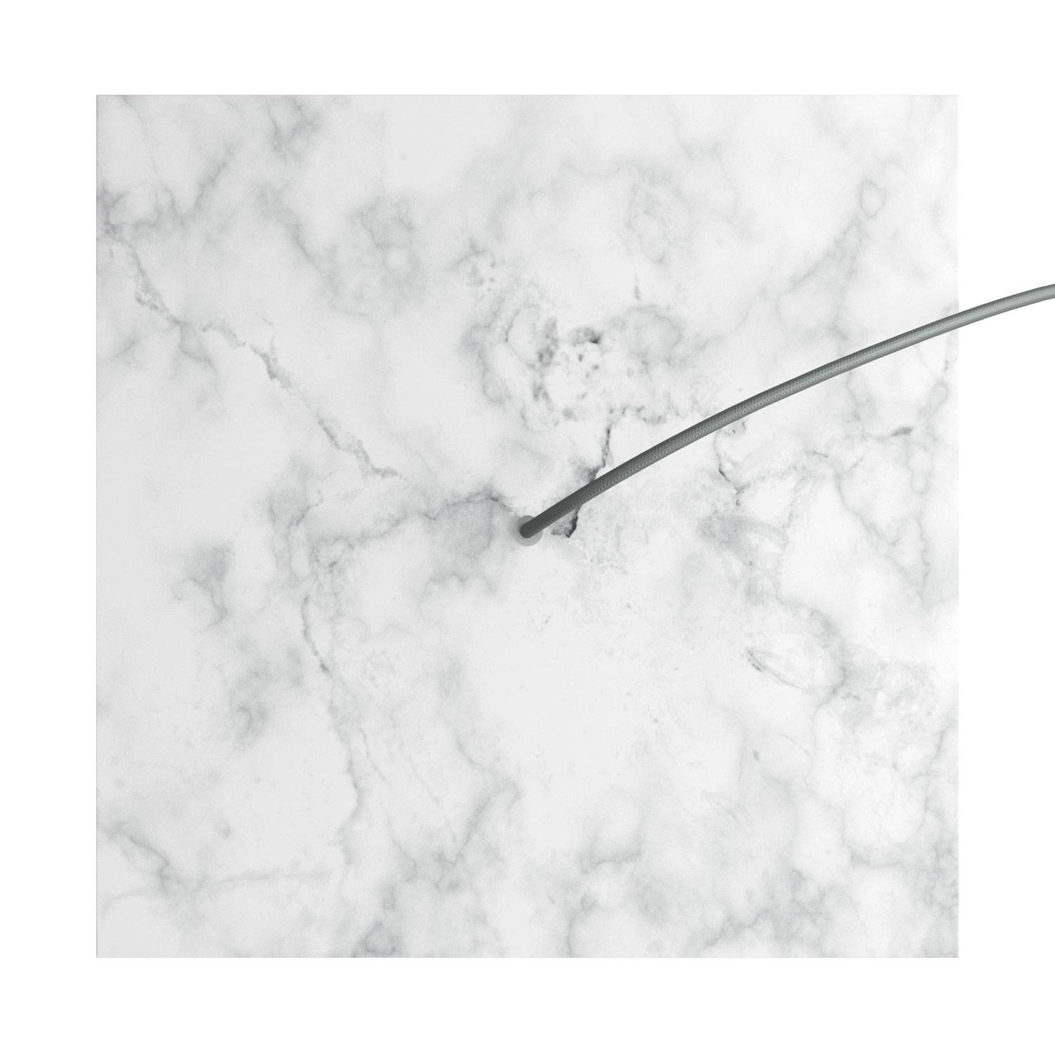 Rosone XXL Rose - One quadrato, 400 mm con 1 foro e 4 fori laterali - Marmo Carrara - Creative Cables