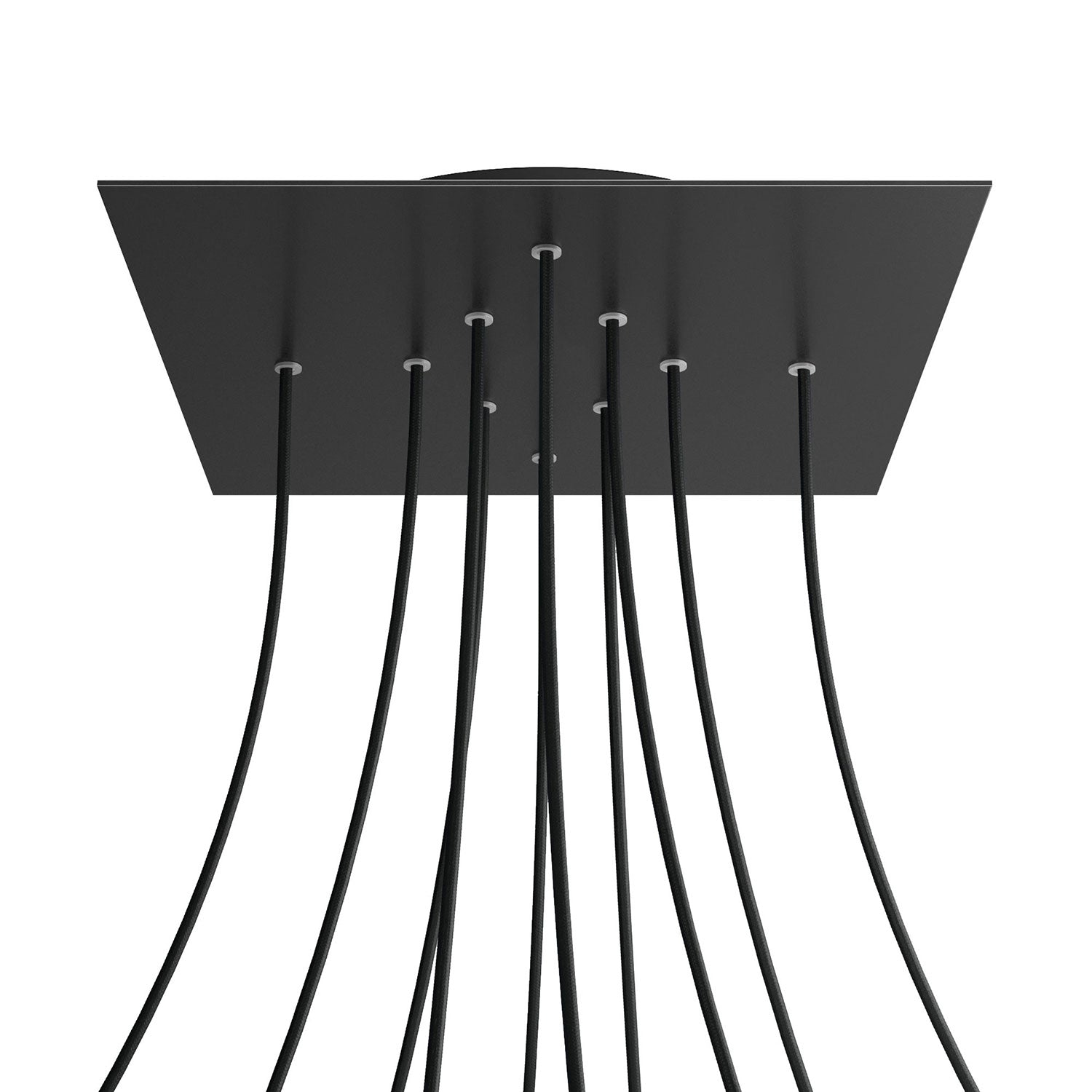 Rosone XXL Rose-One quadrato, 400 mm con 10 fori e 4 fori laterali - Nero opaco Nero