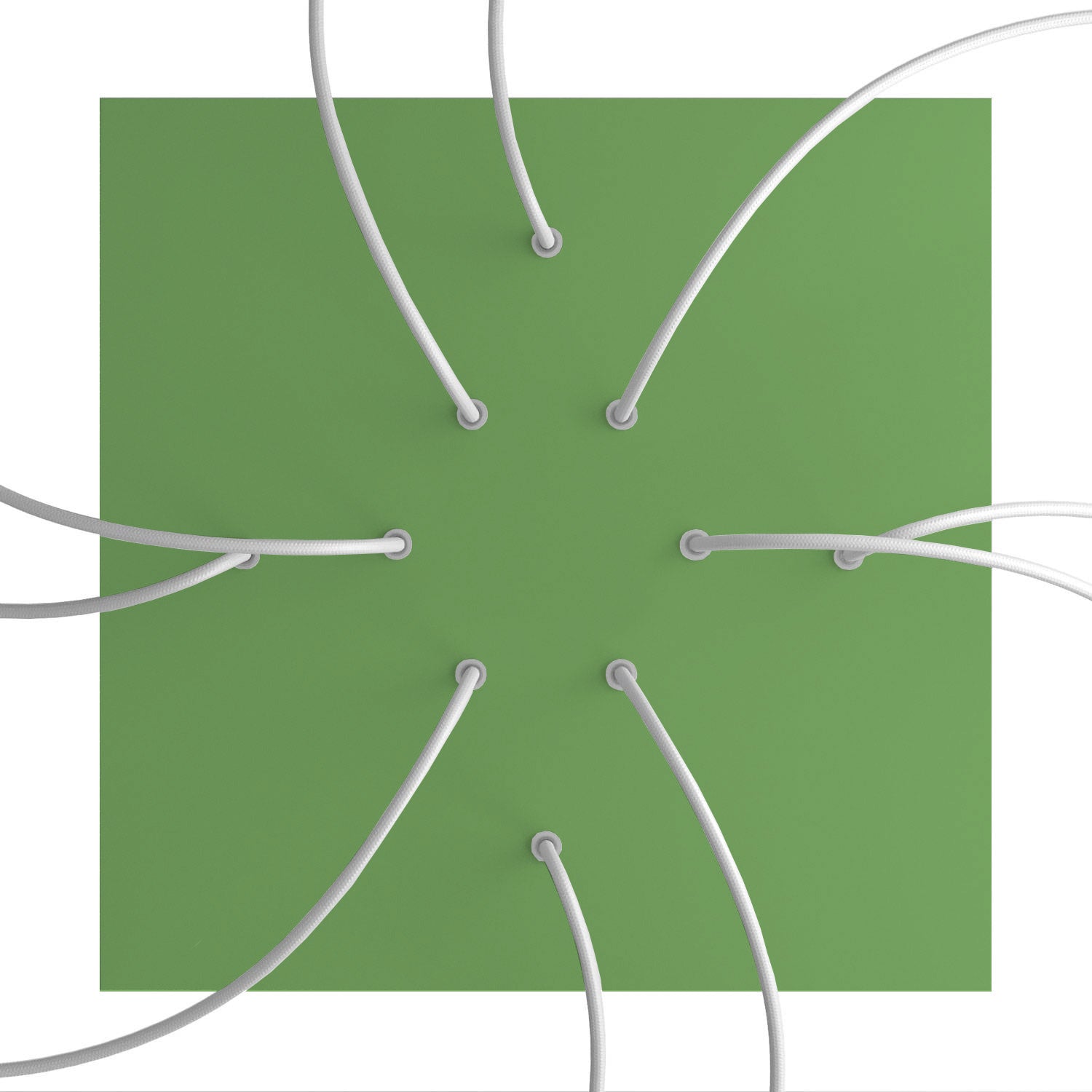 Rosone XXL Rose-One quadrato, 400 mm con 10 fori e 4 fori laterali - Verde prato Bianco