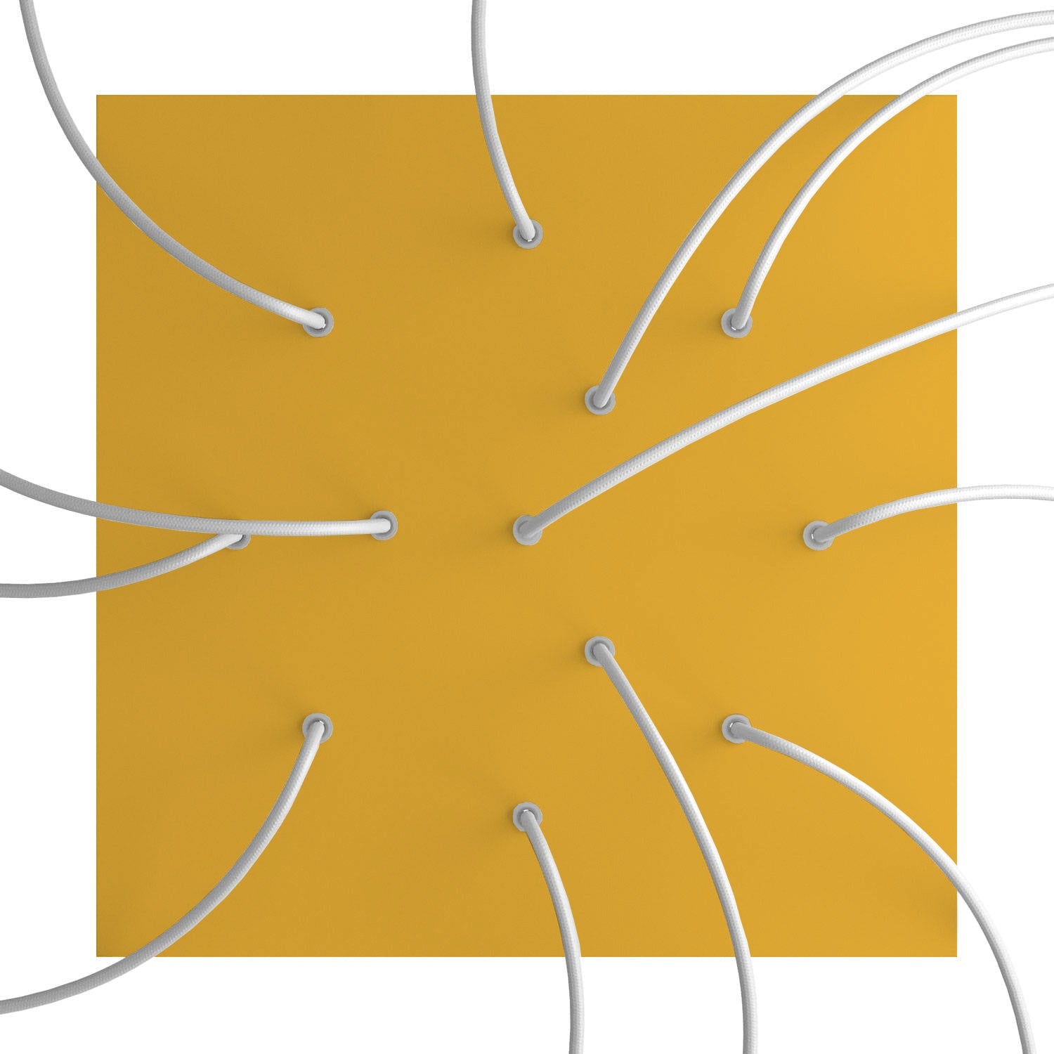 Rosone XXL Rose - One quadrato, 400 mm con 12 fori e 4 fori laterali - Mostarda - Creative Cables