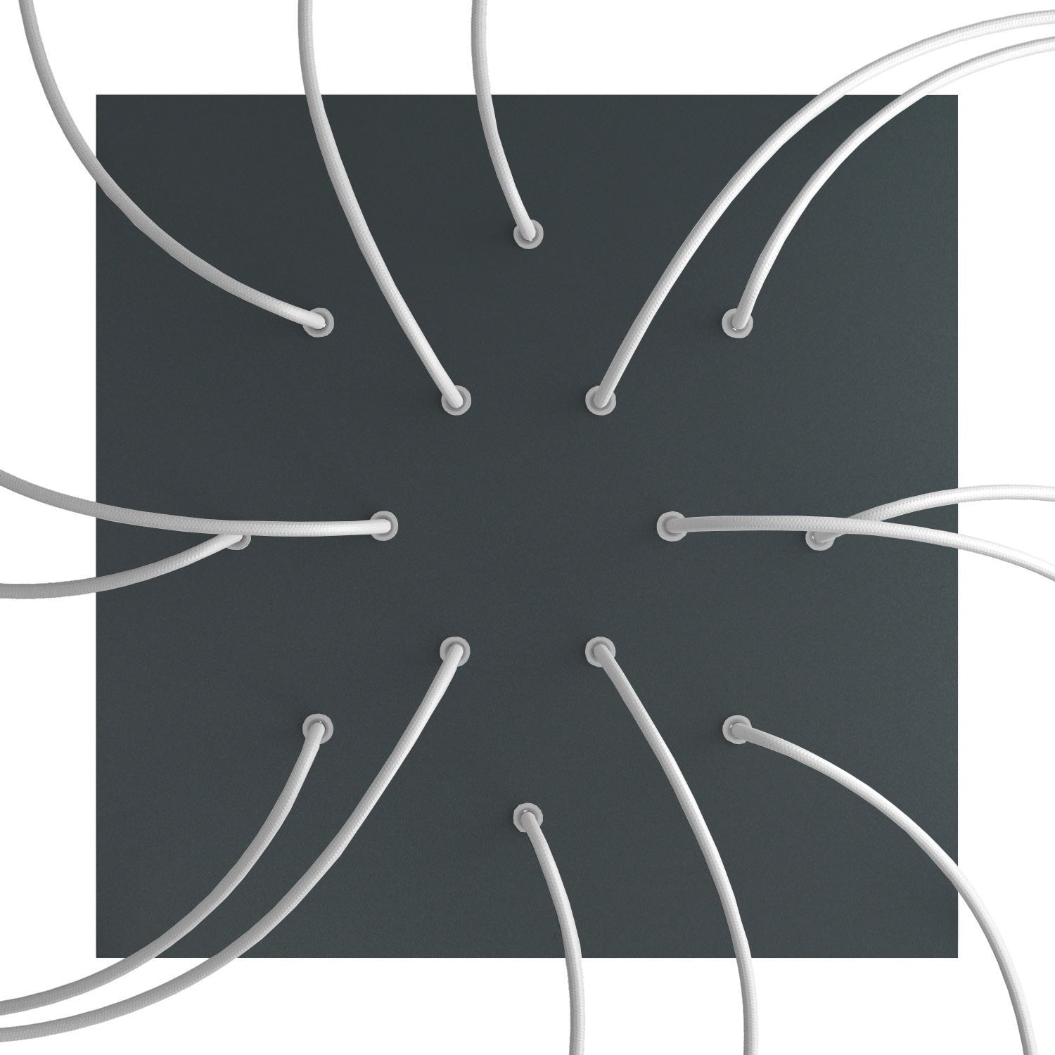 Rosone XXL Rose - One quadrato, 400 mm con 14 fori e 4 fori laterali - Antracite - Creative Cables