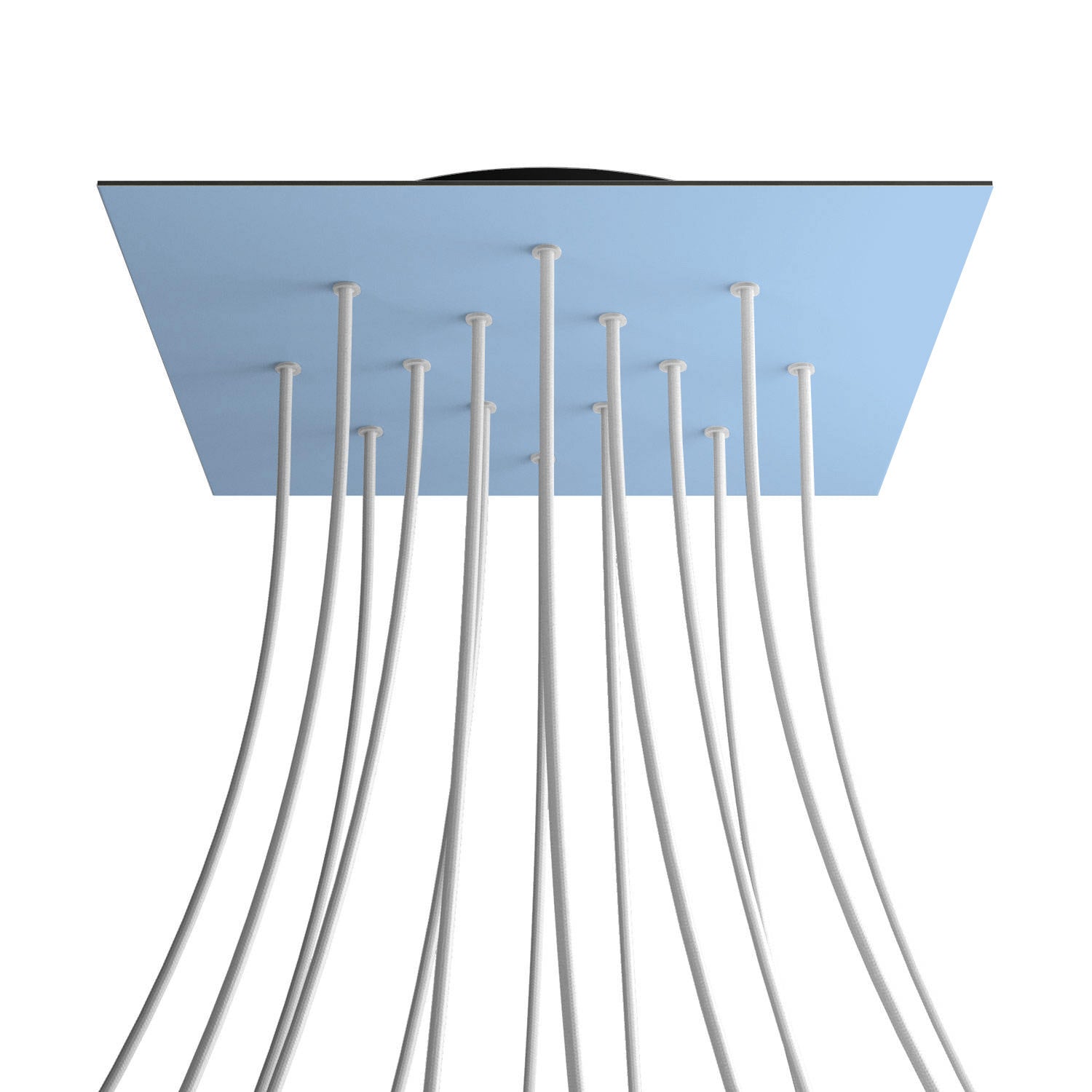 Rosone XXL Rose-One quadrato, 400 mm con 14 fori e 4 fori laterali - Blu carta da zucchero Nero