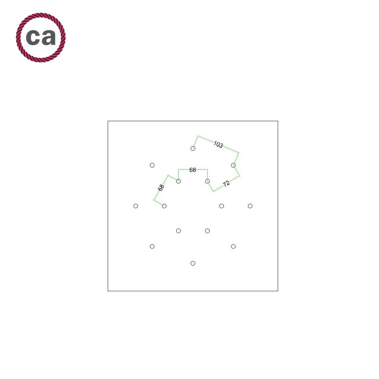 Rosone XXL Rose-One quadrato, 400 mm con 14 fori e 4 fori laterali - Marmo Carrara Bianco