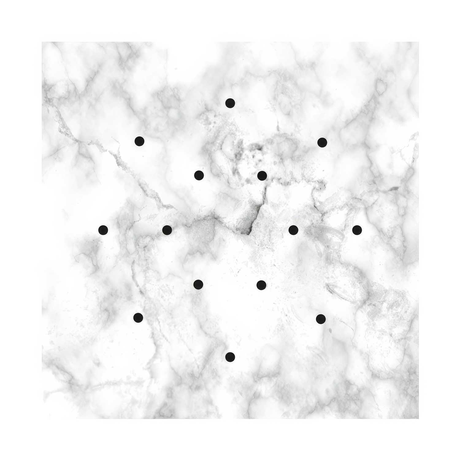 Rosone XXL Rose-One quadrato, 400 mm con 14 fori e 4 fori laterali - Marmo Carrara Bianco