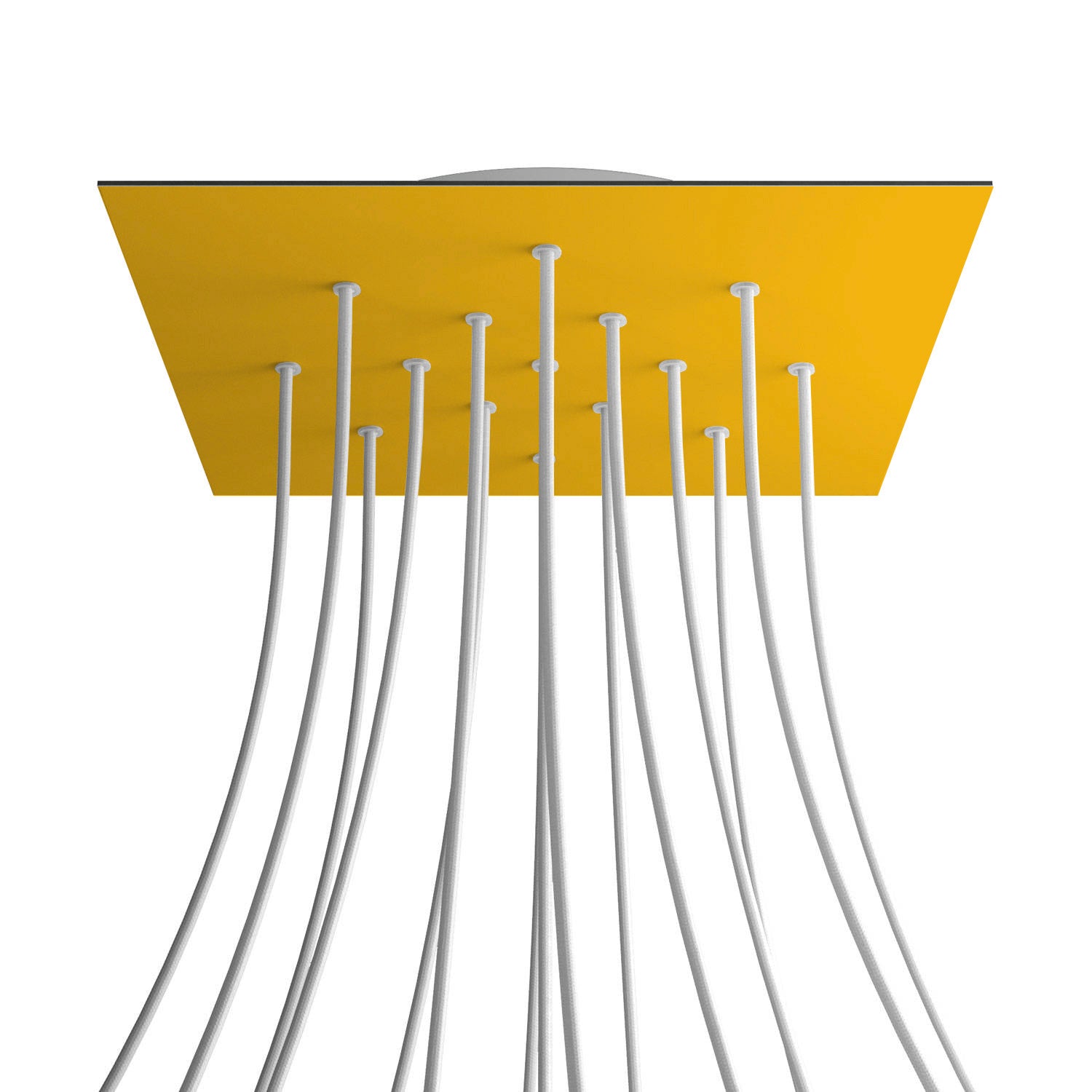 Rosone XXL Rose - One quadrato, 400 mm con 15 fori e 4 fori laterali - Mostarda - Creative Cables