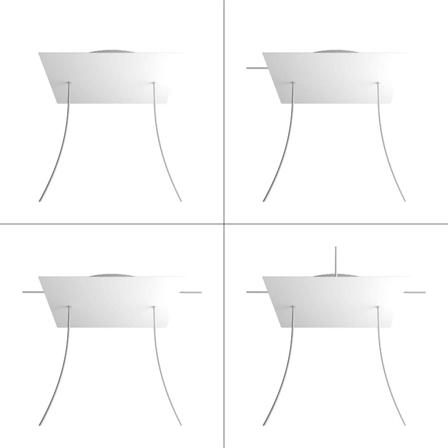 Rosone XXL Rose-One quadrato, 400 mm con 2 fori e 4 fori laterali - Antracite Bianco