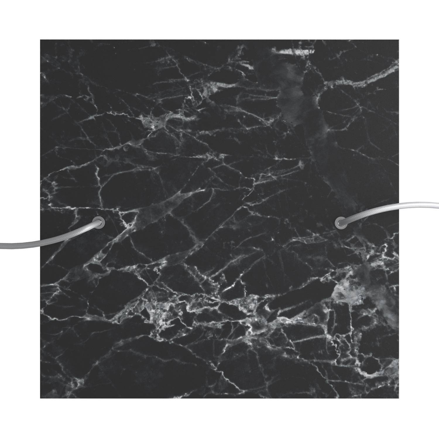 Rosone XXL Rose-One quadrato, 400 mm con 2 fori e 4 fori laterali - Marmo Marquina Bianco