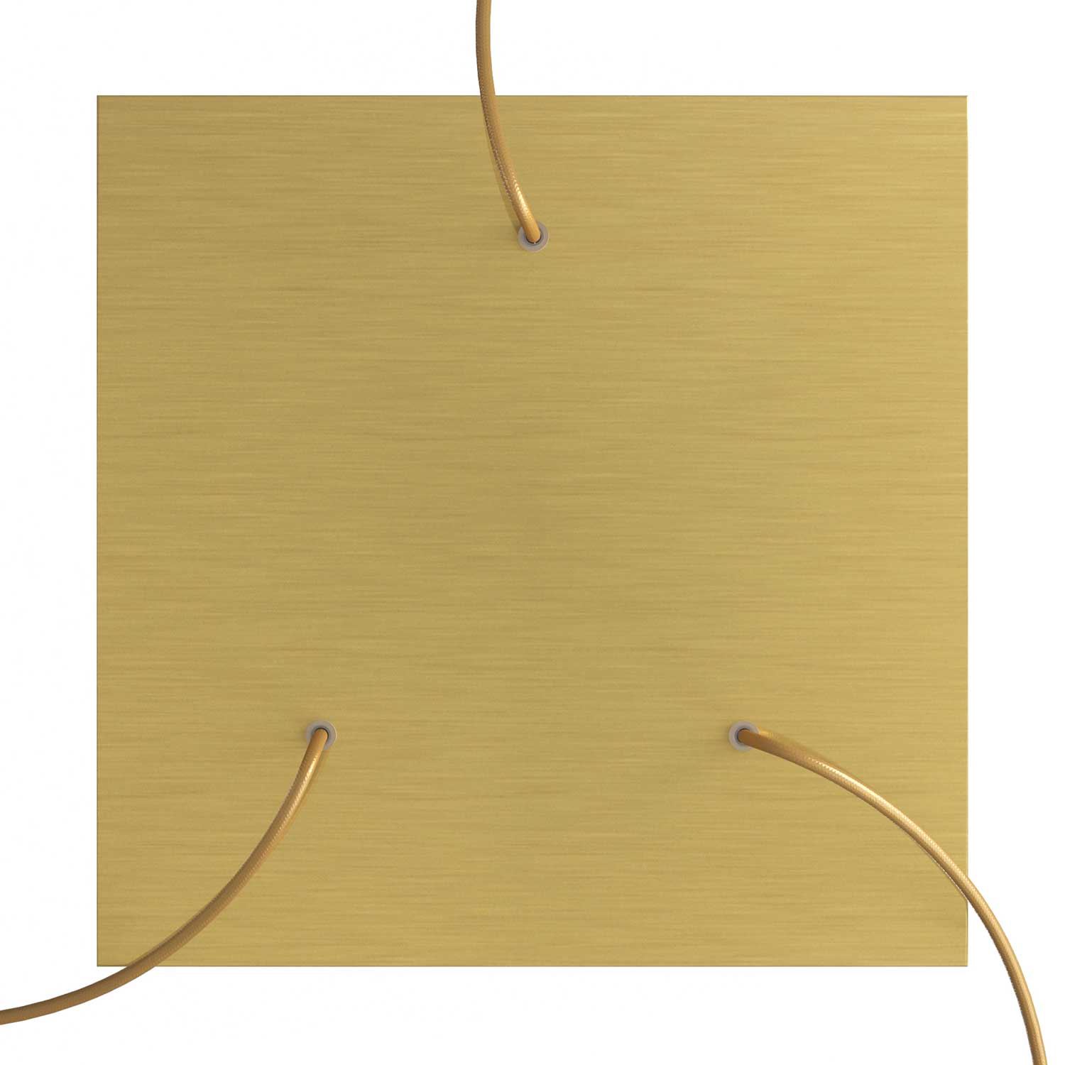 Rosone XXL Rose - One quadrato, 400 mm con 3 fori e 4 fori laterali - Dibond Ottone satinato - Creative Cables