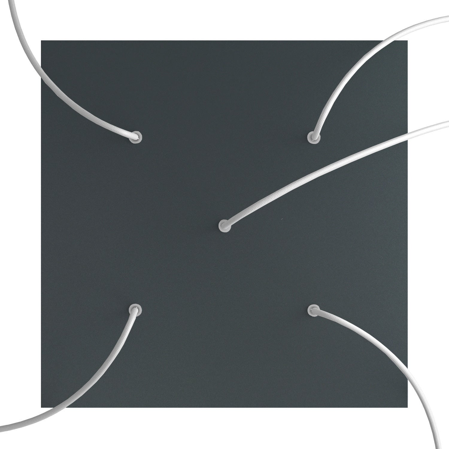 Rosone XXL Rose-One quadrato, 400 mm con 5 fori e 4 fori laterali - Antracite Bianco