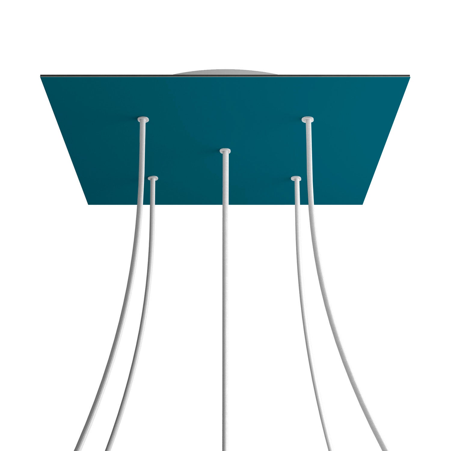 Rosone XXL Rose - One quadrato, 400 mm con 5 fori e 4 fori laterali - Petrolio - Creative Cables
