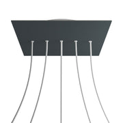 Rosone XXL Rose-One quadrato, 400 mm con 5 fori in linea e 4 fori laterali - Antracite Bianco