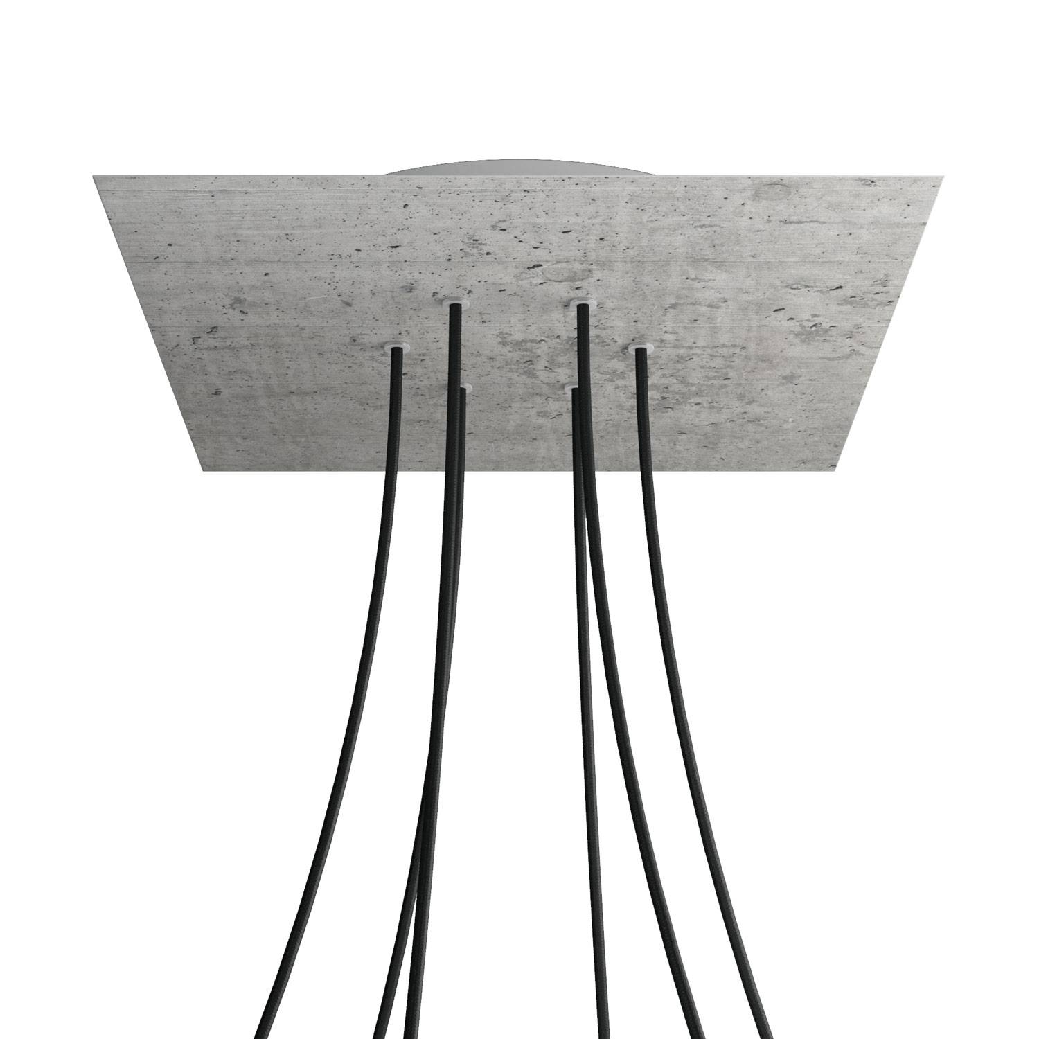 Rosone XXL Rose-One quadrato, 400 mm con 6 fori e 4 fori laterali - Cemento Bianco