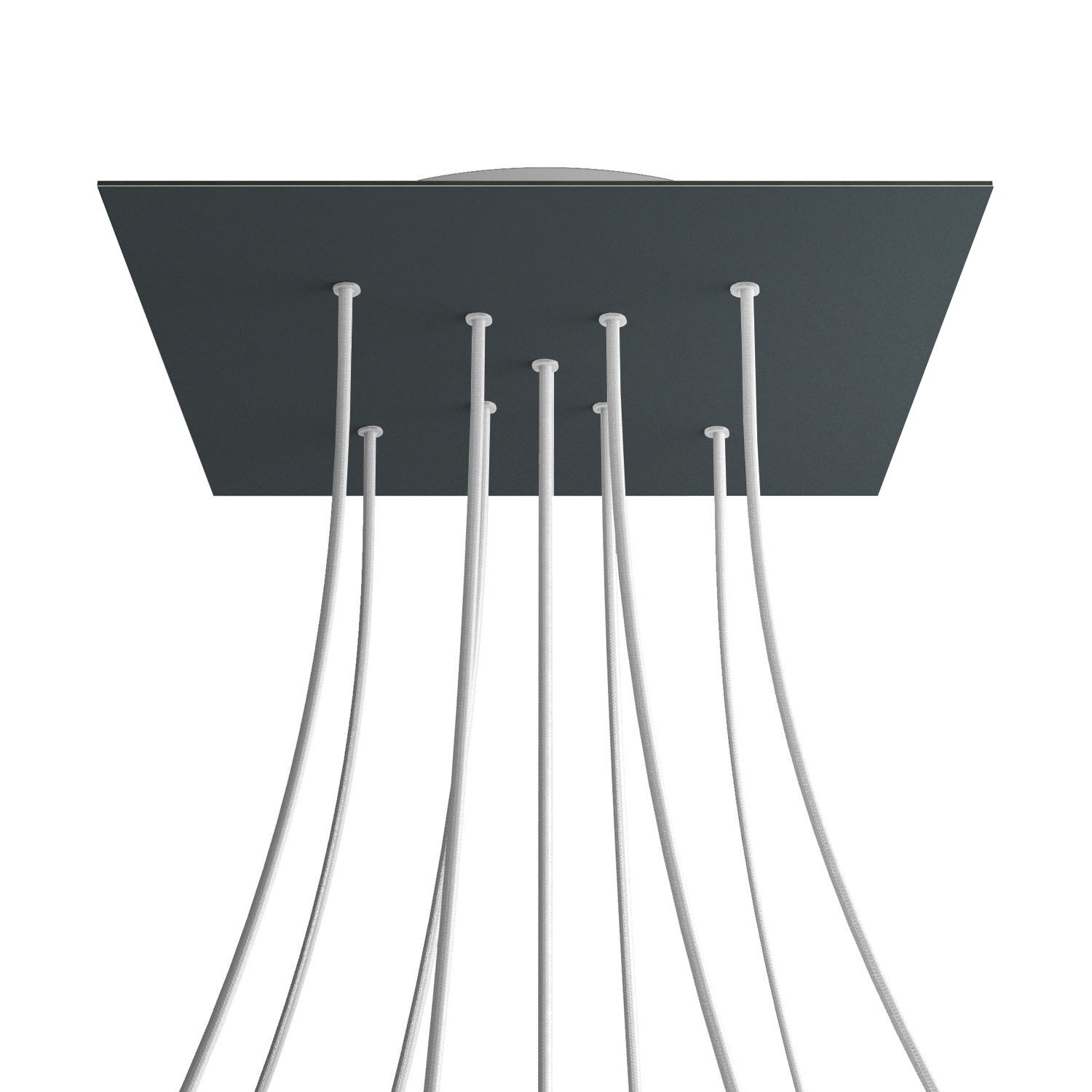 Rosone XXL Rose-One quadrato, 400 mm con 9 fori a X e 4 fori laterali - Antracite Bianco