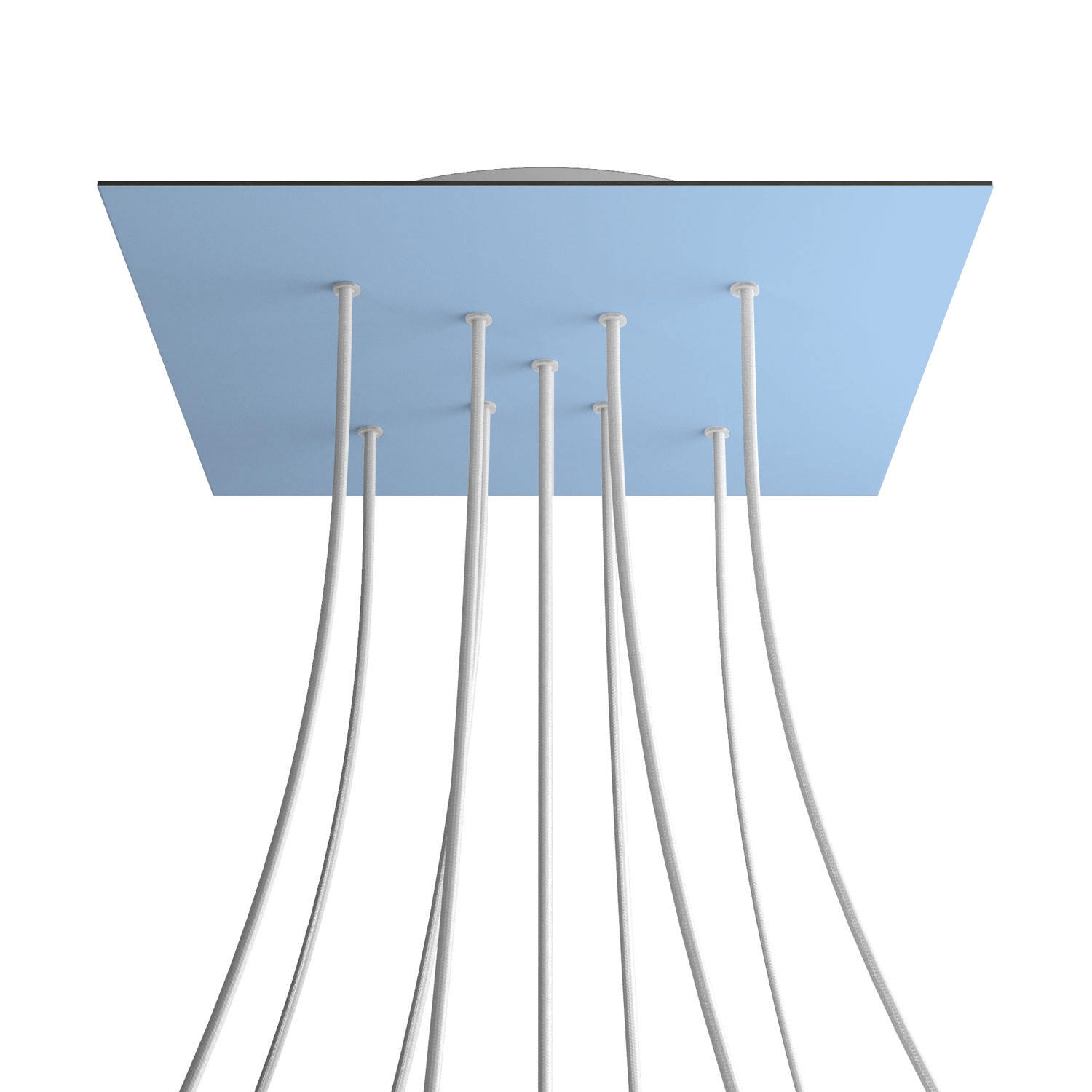 Rosone XXL Rose - One quadrato, 400 mm con 9 fori a X e 4 fori laterali - Blu carta da zucchero - Creative Cables