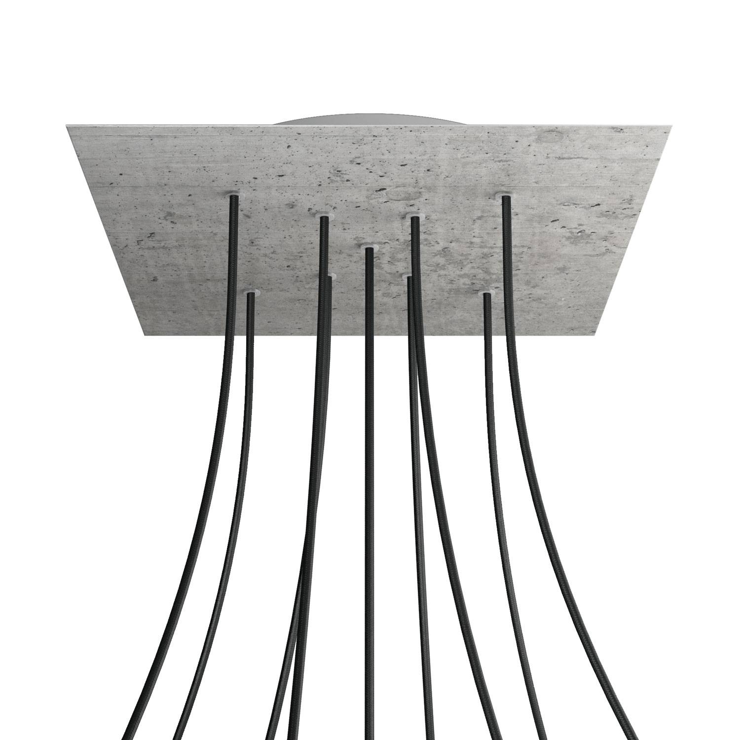 Rosone XXL Rose-One quadrato, 400 mm con 9 fori a X e 4 fori laterali - Cemento Bianco