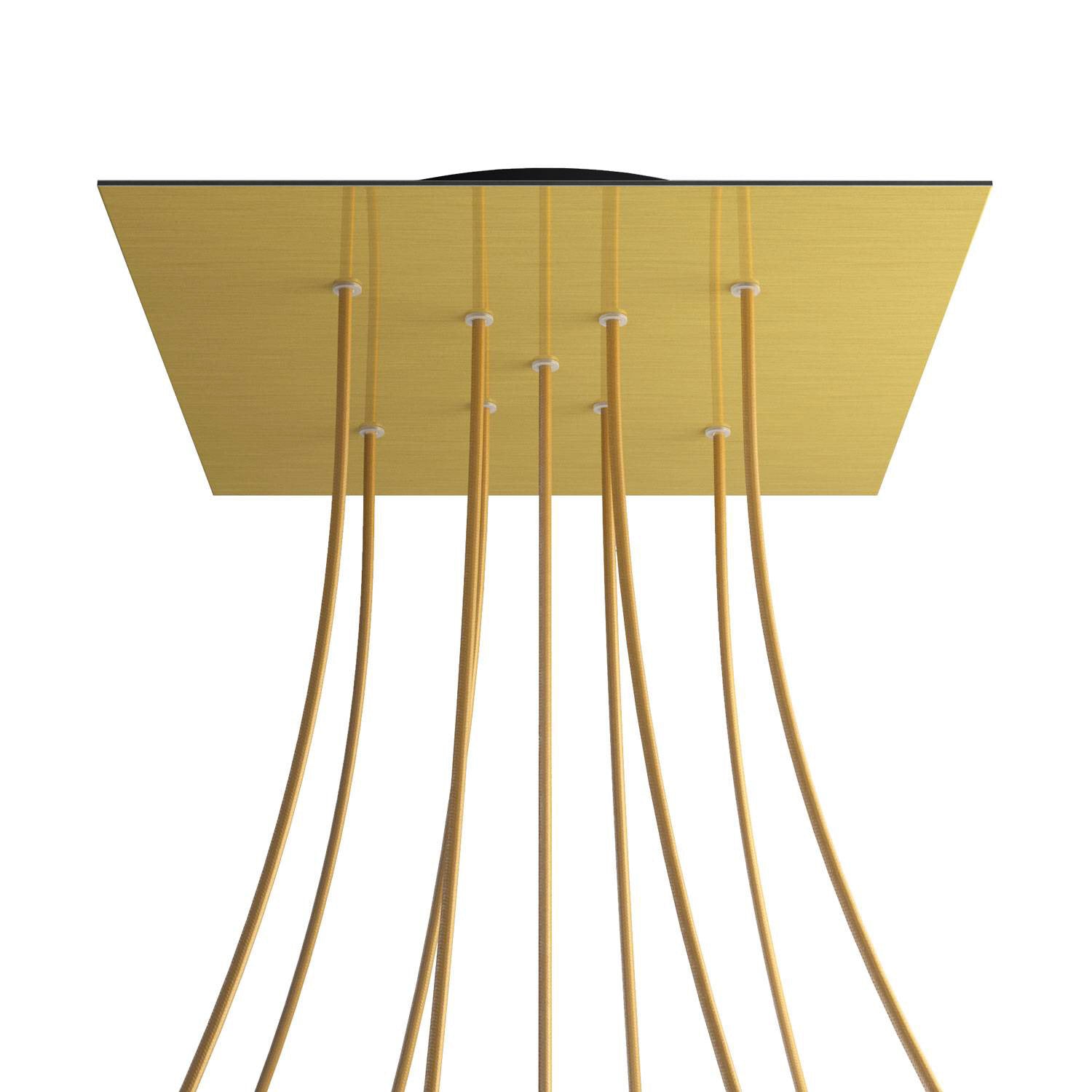 Rosone XXL Rose-One quadrato, 400 mm con 9 fori a X e 4 fori laterali - Dibond Ottone satinato Nero