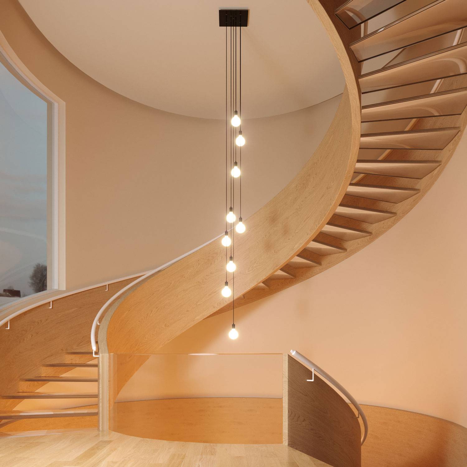 Rosone XXL Rose-One quadrato, 400 mm con 9 fori a X e 4 fori laterali - Dibond Ottone satinato Bianco