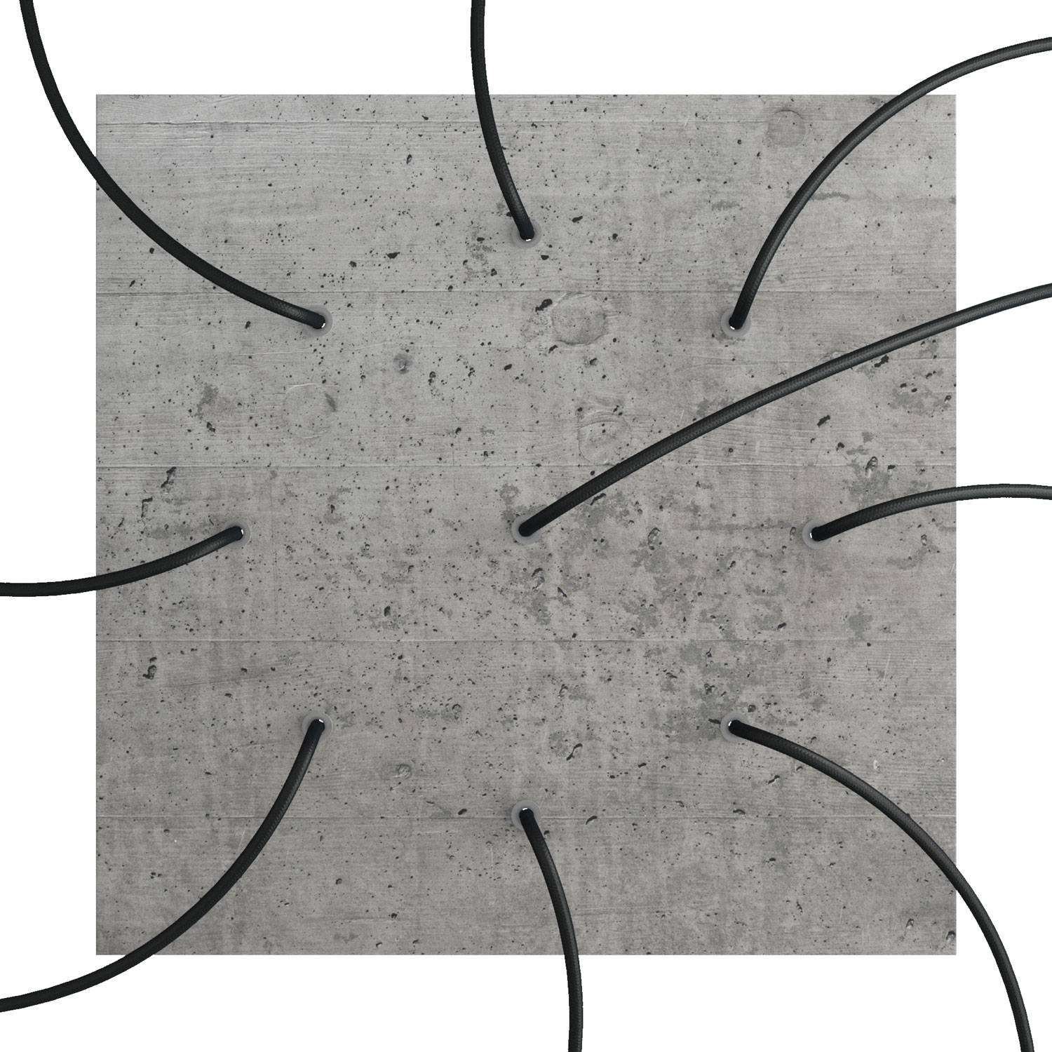 Rosone XXL Rose-One quadrato, 400 mm con 9 fori e 4 fori laterali - Cemento Bianco