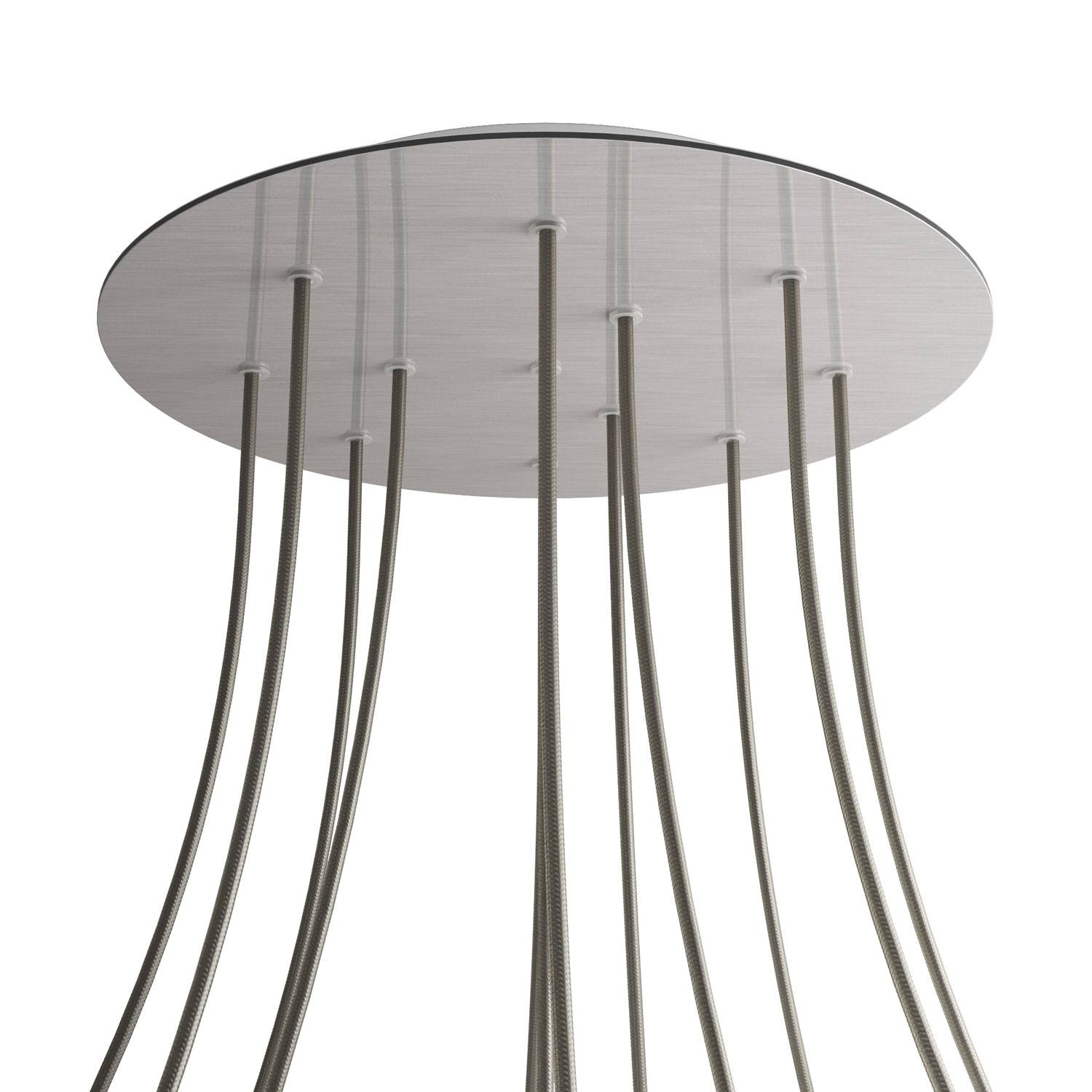 Rosone XXL Rose - One rotondo, diametro 400 mm con 12 fori e 4 fori laterali - Dibond Acciaio satinato - Creative Cables