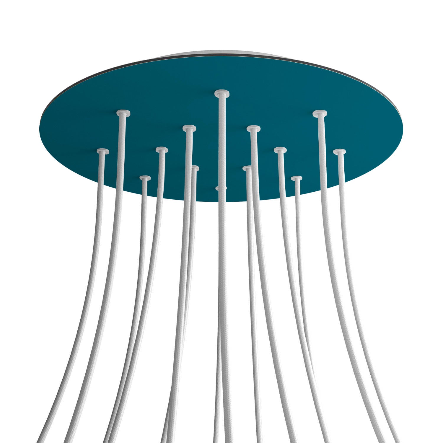 Rosone XXL Rose-One rotondo, diametro 400 mm con 14 fori e 4 fori laterali - Petrolio Bianco