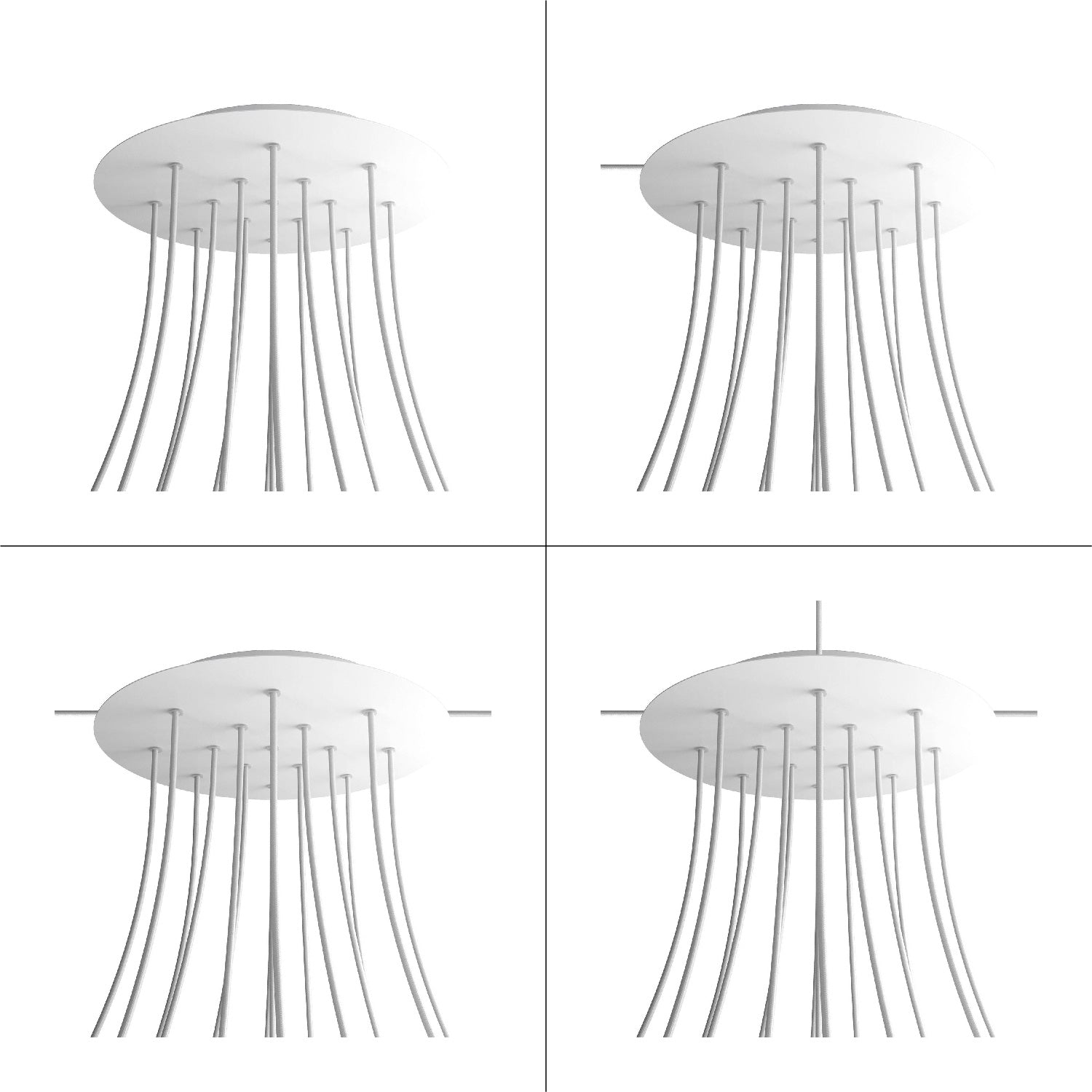 Rosone XXL Rose-One rotondo, diametro 400 mm con 15 fori e 4 fori laterali - Nero opaco Bianco