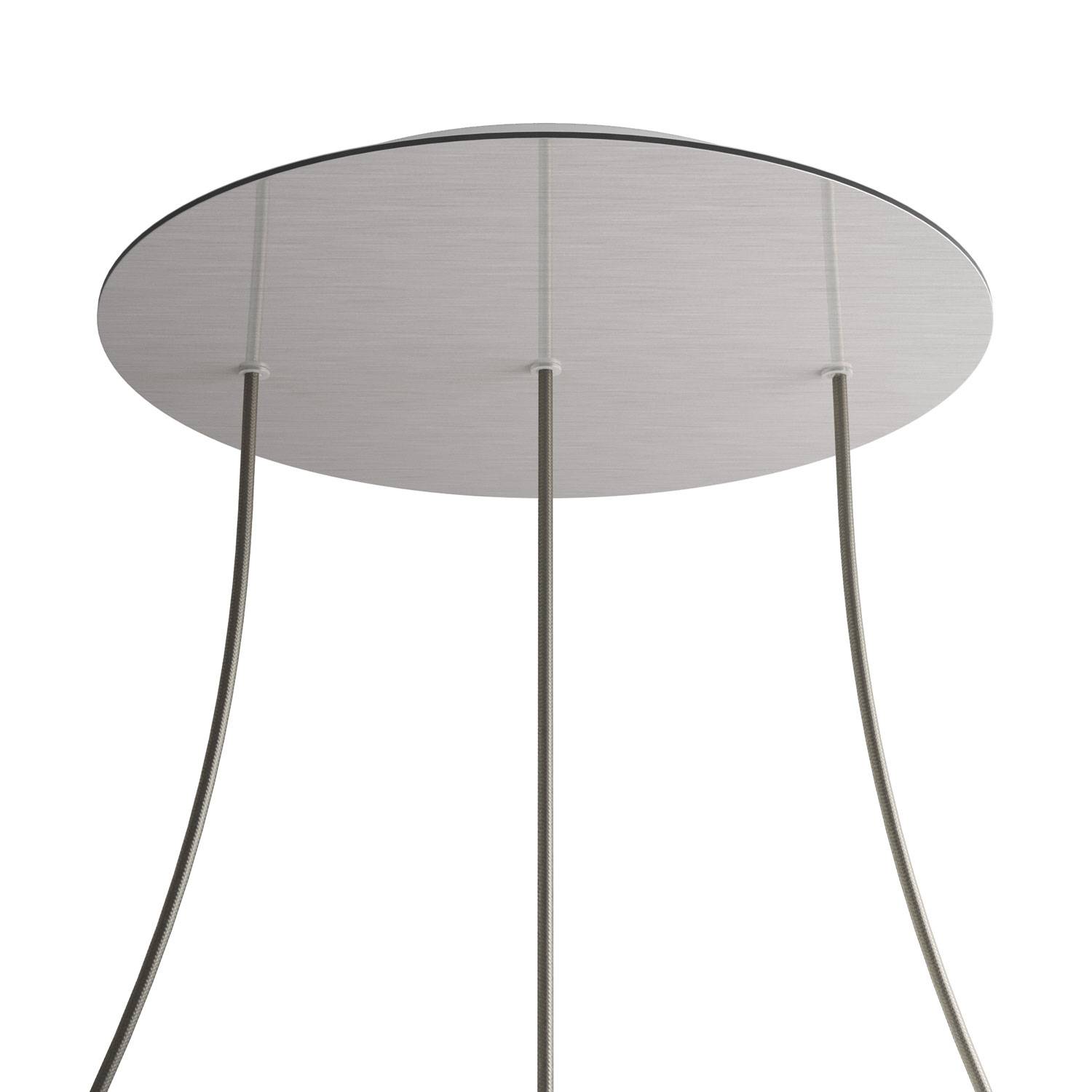 Rosone XXL Rose - One rotondo, diametro 400 mm con 3 fori in linea e 4 fori laterali - Dibond Acciaio satinato - Creative Cables