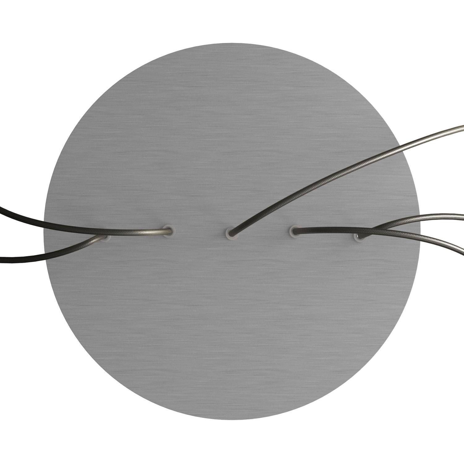 Rosone XXL Rose-One rotondo, diametro 400 mm con 5 fori in linea e 4 fori laterali - Dibond Acciaio satinato Bianco