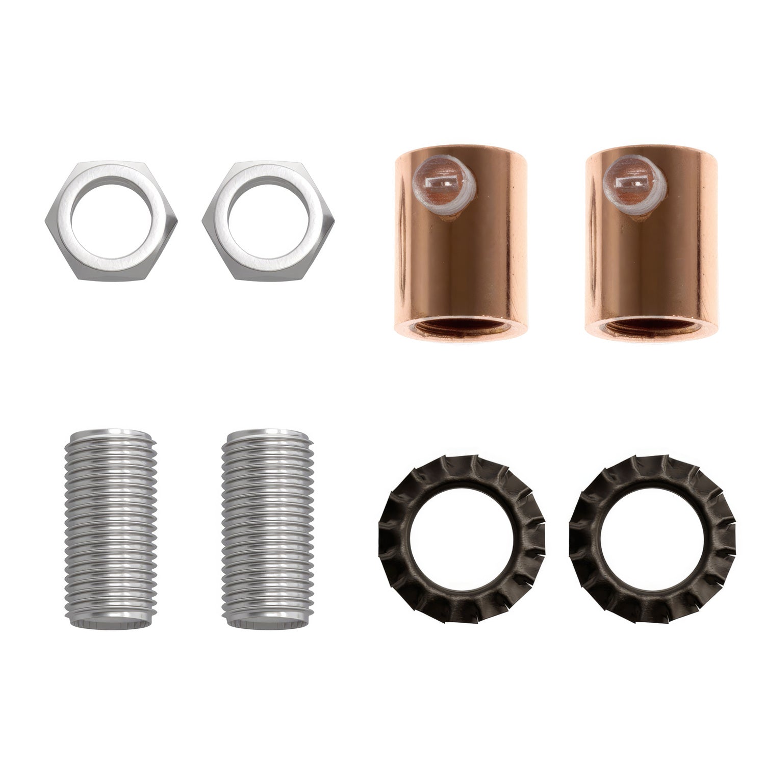 Serracavo cilindrico in metallo completo di tige, dado e rondella - Rame