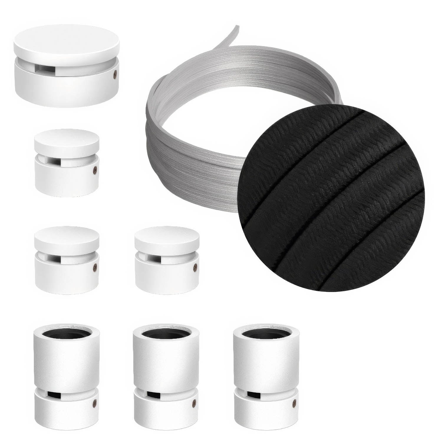 Sistema Filé Linear Kit - con cavo CM04 di 5 m per catenaria e 7 componenti in legno verniciato bianco per interni