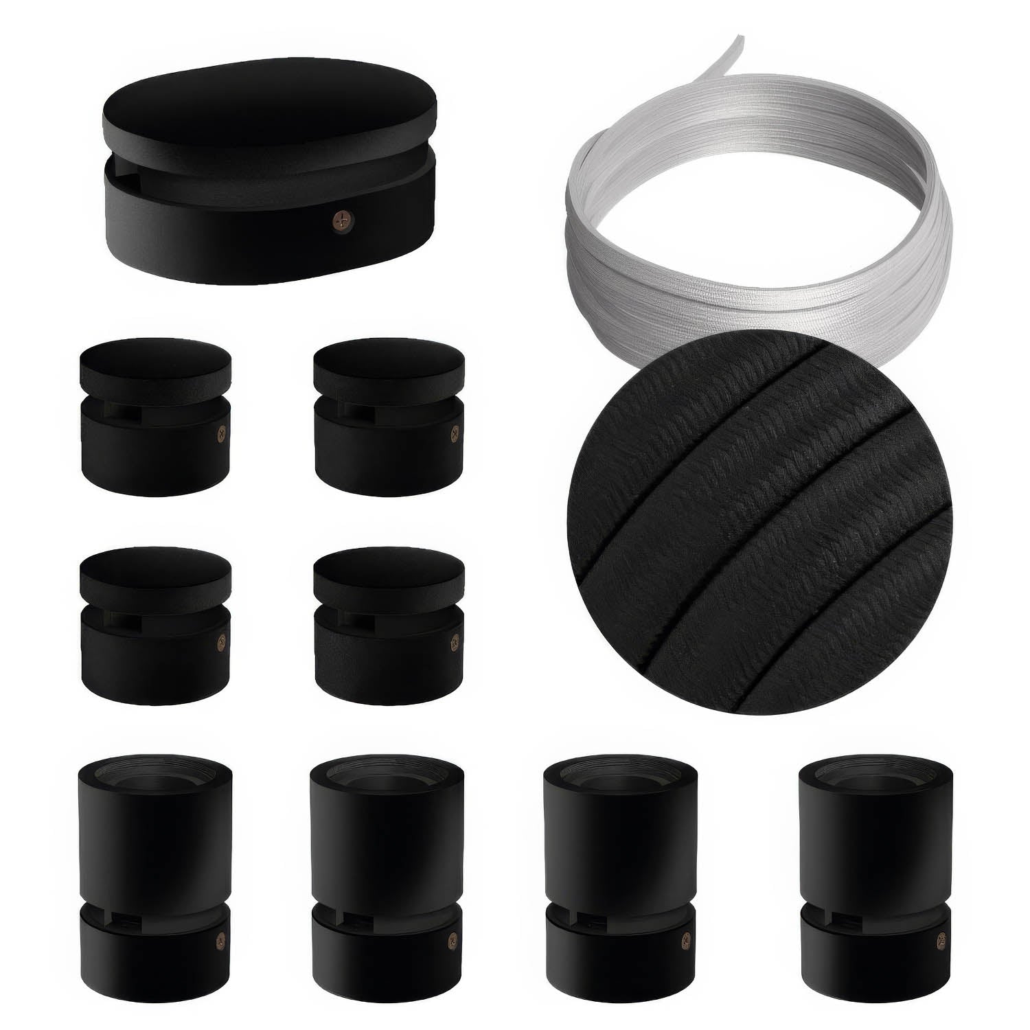 Sistema Filé Symmetric Kit - con cavo CM04 di 5 m per catenaria e 9 componenti in legno verniciato nero per interni