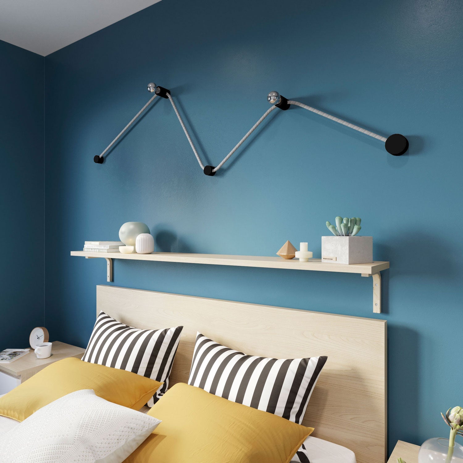 Sistema Filé Wiggle Kit - con cavo ECC37 di 3 m per catenaria e 5 componenti in legno verniciato nero per interni