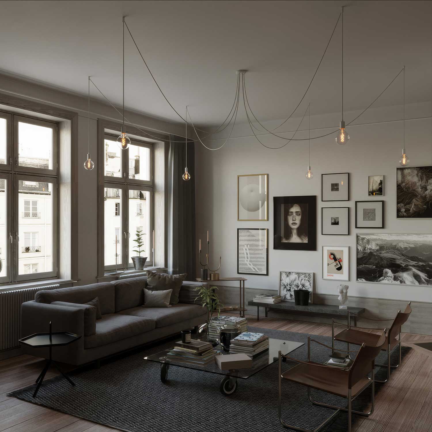 Spider - Multiple pendant lamp with 6 drops, metal finish - White