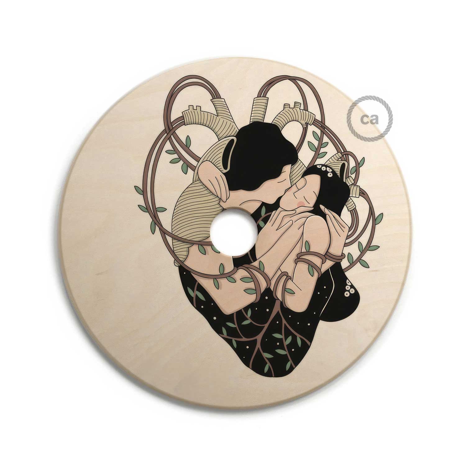 UFO Paralume in legno Special Edition Illustratori Italiani, double face, diametro 33 cm - Carolina Zuniga